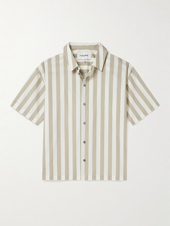 Striped white short sleeve shirt from Frame