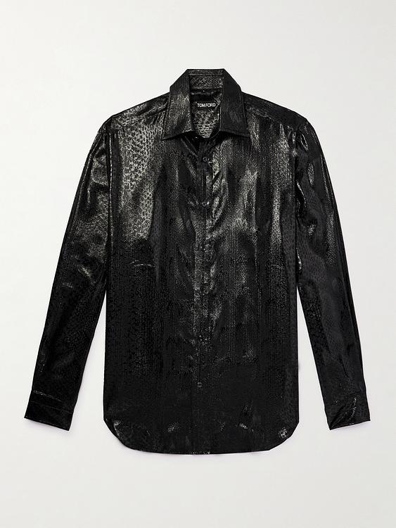 Black leather jacket from Tom Ford