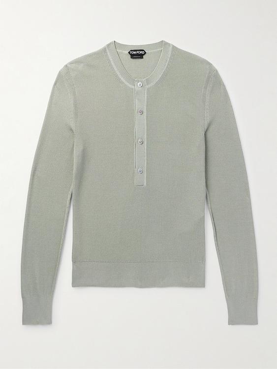 Grey henley shirt from Tom Ford