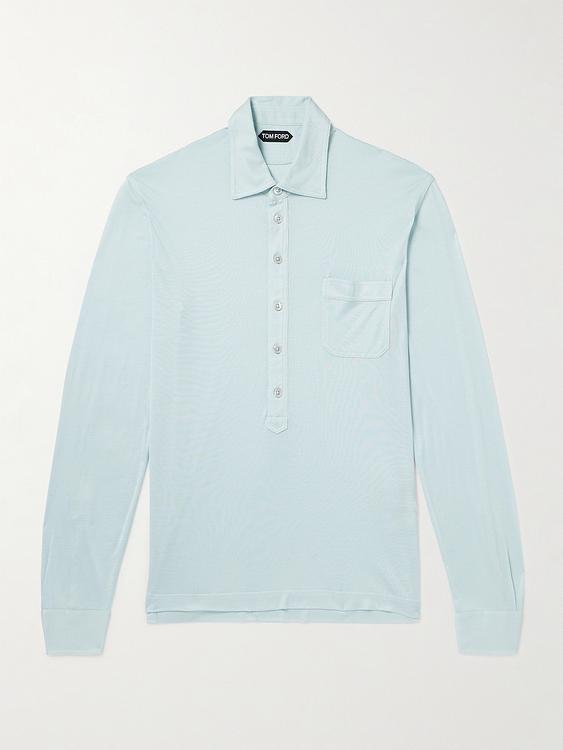 Light blue long sleeve polo shirt from Tom Ford
