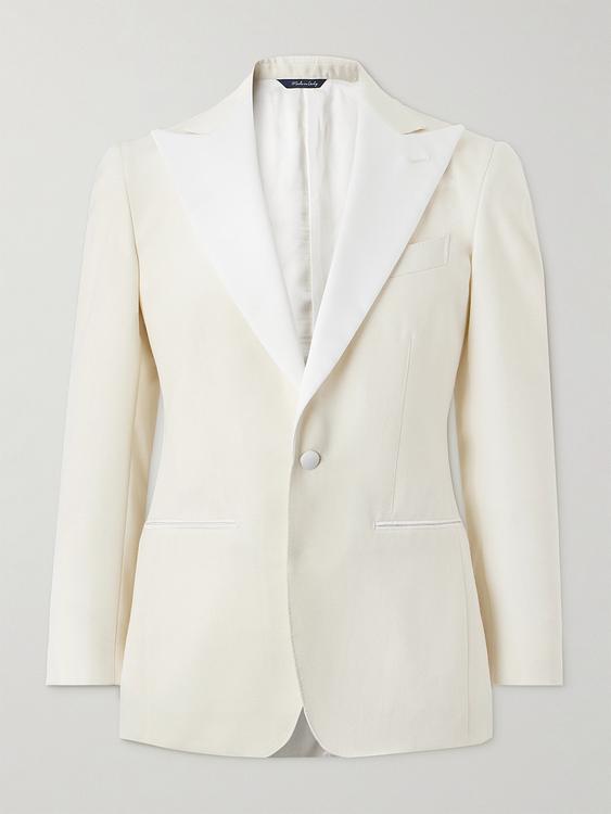 White tuxedo jacket from Saman Amel