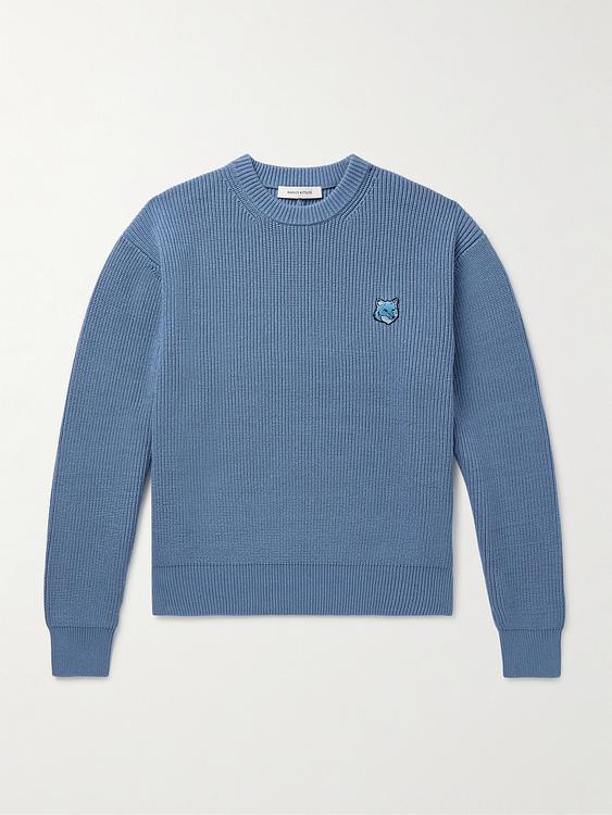Blue sweater from Maison Kitsuné