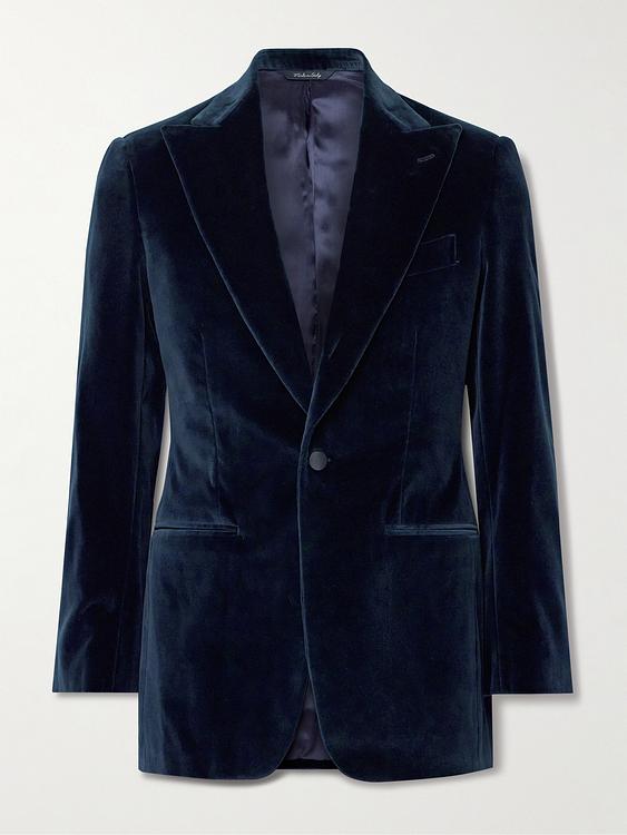 Dark blue tuxedo jacket from Saman Amel