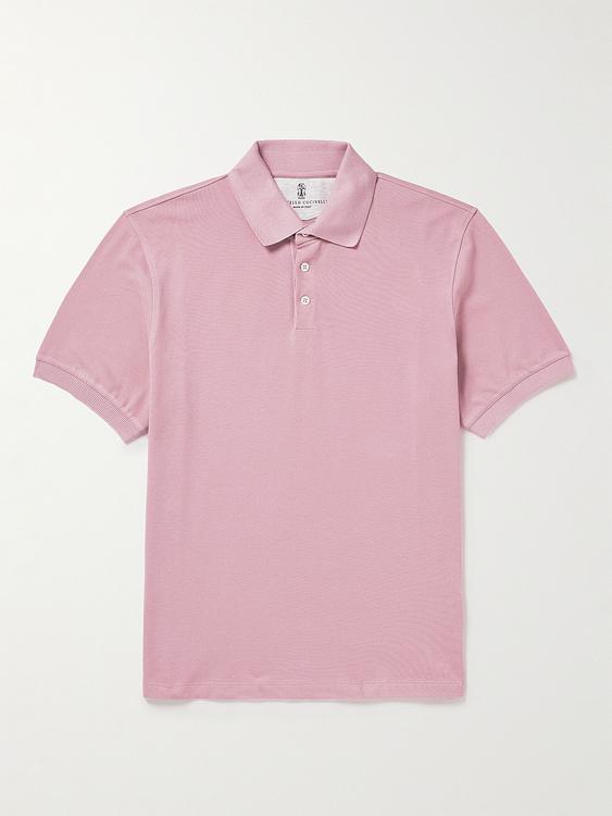 Light pink short sleeve polo shirt from Brunello Cucinelli