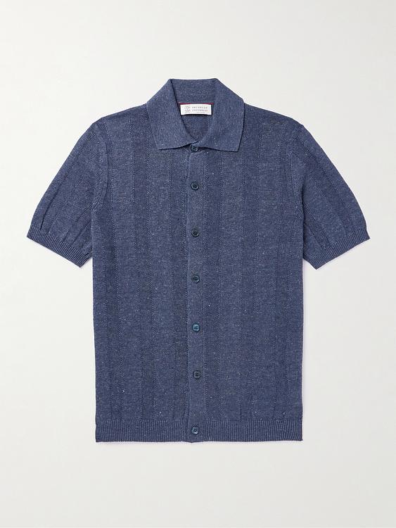 Blue short sleeve shirt from Brunello Cucinelli