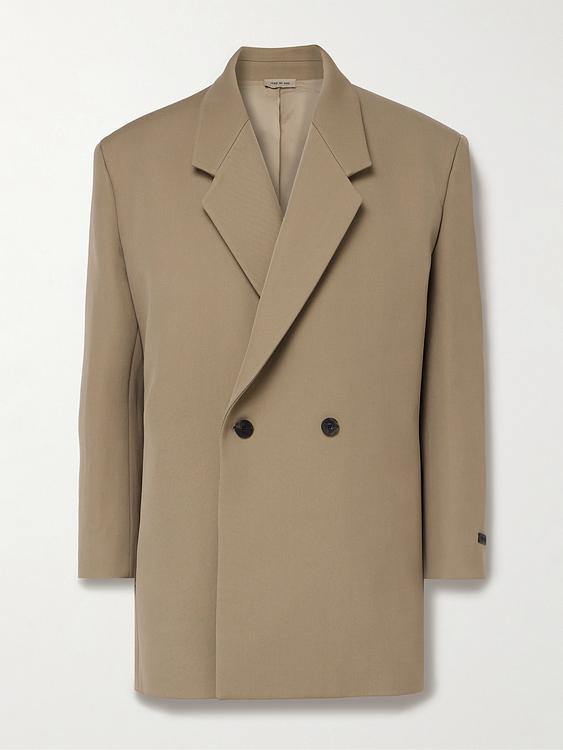 Taupe double-breasted blazer from Fear Of God