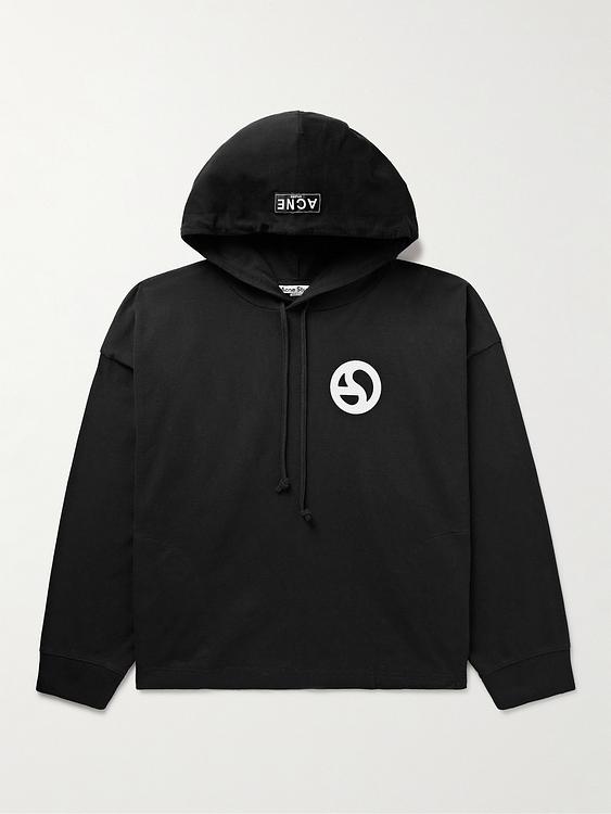 Print black hooded sweatshirt from Acne Studios