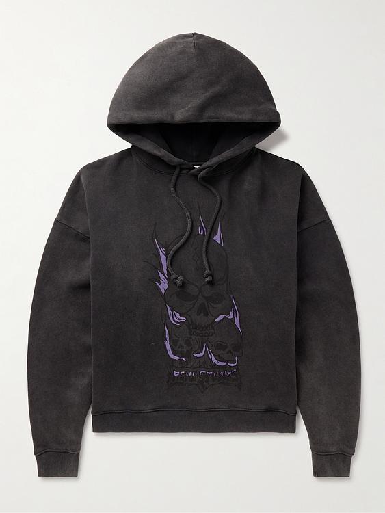 Print black hooded sweatshirt from Acne Studios
