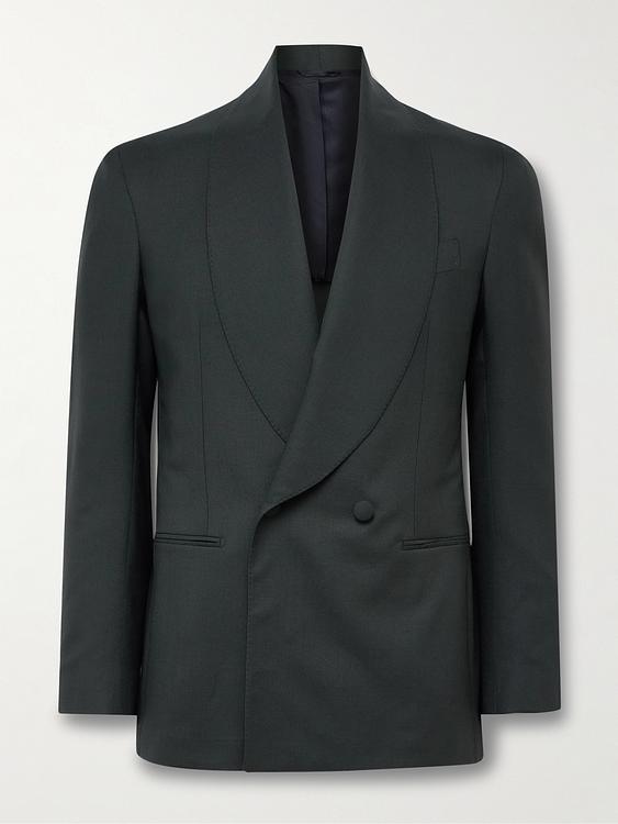 Dark grey double-breasted tuxedo jacket from De Petrillo
