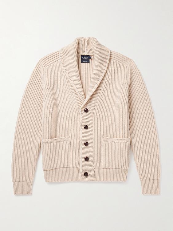 Beige cardigan from Drake's