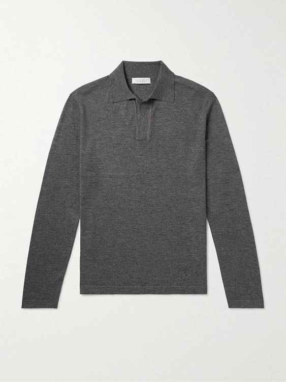Dark grey long sleeve polo shirt from Gabriela Hearst