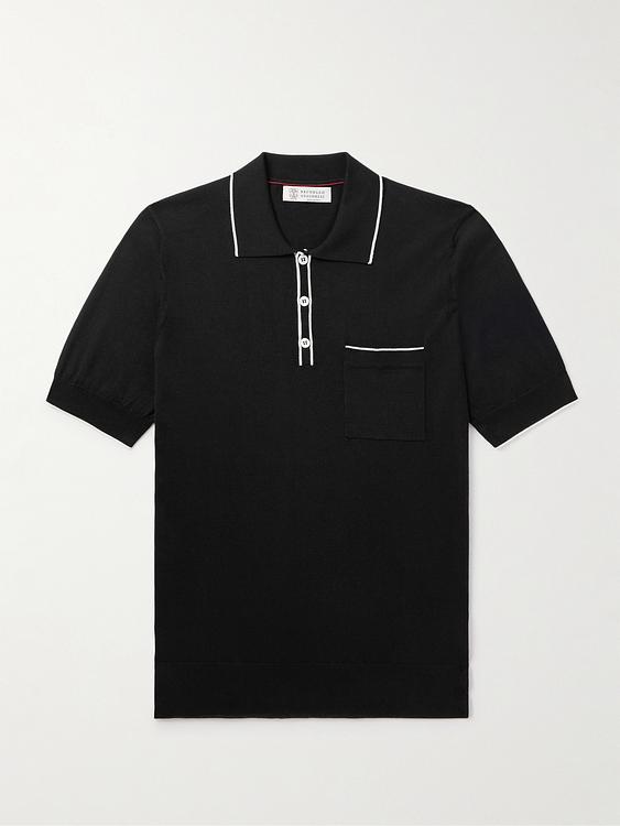 Black short sleeve polo shirt from Brunello Cucinelli