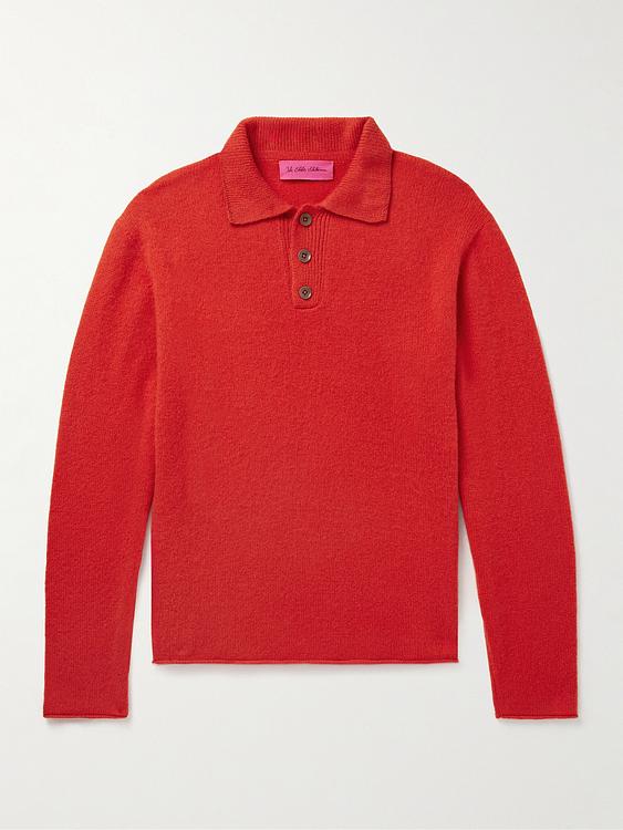 Red long sleeve polo shirt from The Elder Statesman