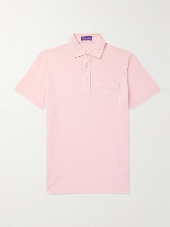 Light pink short sleeve polo shirt from Ralph Lauren Purple Label