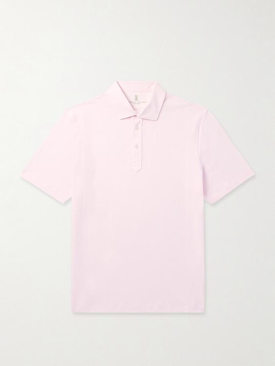 Light pink short sleeve polo shirt from Brunello Cucinelli