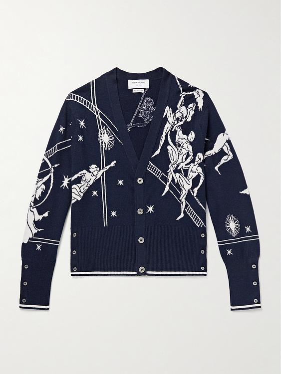 Dark blue cardigan from Thom Browne