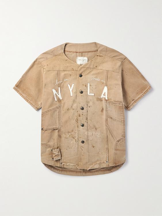 Taupe short sleeve shirt from Greg Lauren