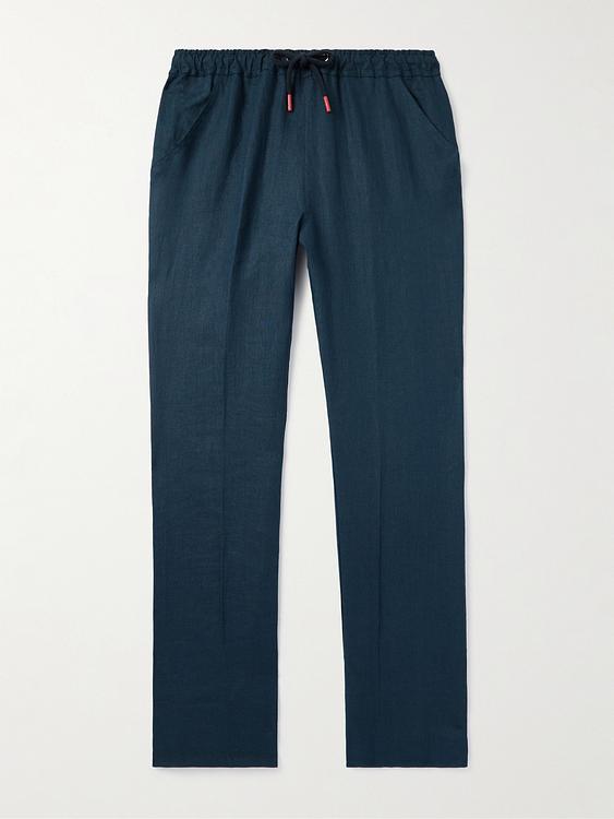 Black linen trousers from Kiton