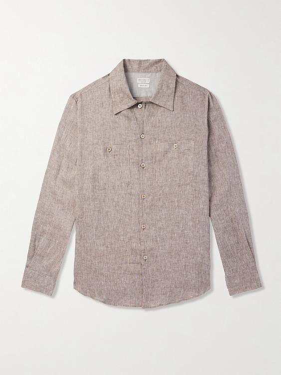Grey linen shirt from Brunello Cucinelli