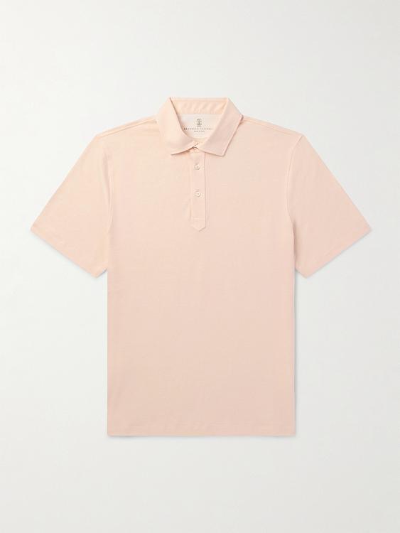 Beige short sleeve polo shirt from Brunello Cucinelli