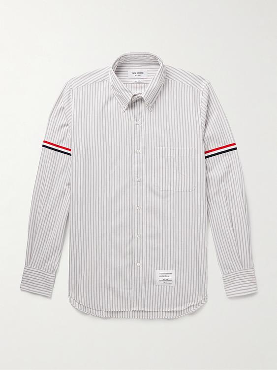 Striped white casual shirt from Thom Browne