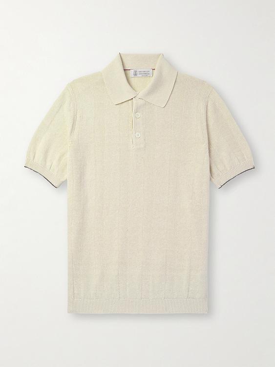 White short sleeve polo shirt from Brunello Cucinelli