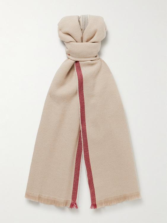 Striped beige scarve from Brunello Cucinelli