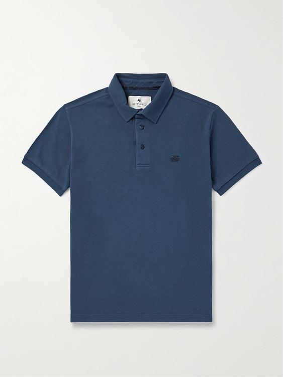 Dark blue short sleeve polo shirt from Etro