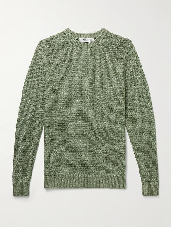 Green cashmere sweater from Inis Meáin