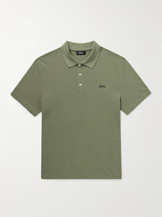 Taupe short sleeve polo shirt from A.P.C