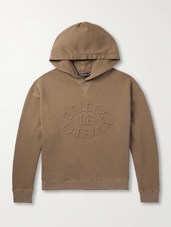 Print taupe hooded sweatshirt from Dolce&Gabbana