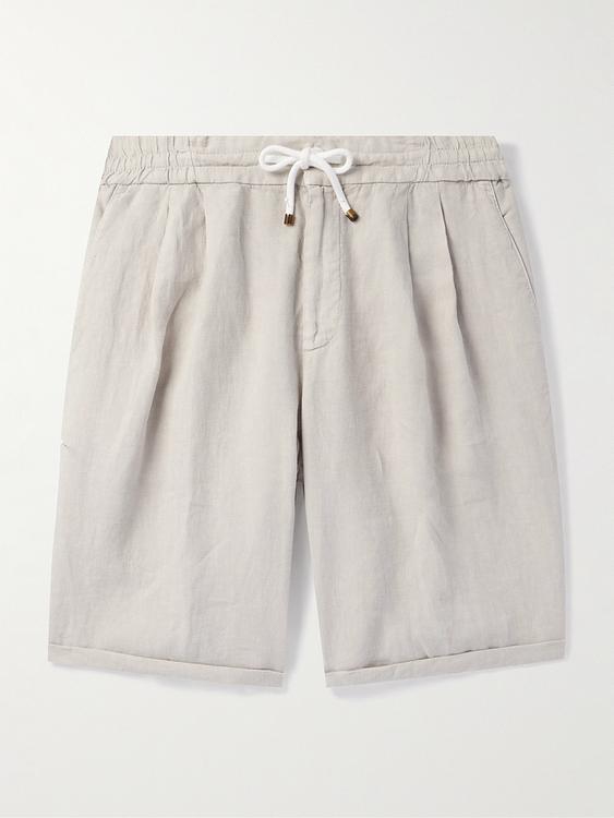 Grey linen shorts from Brunello Cucinelli