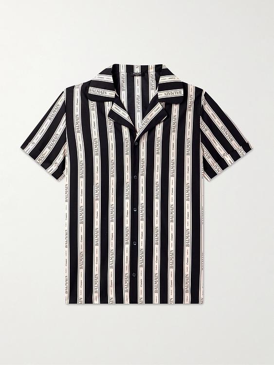 Striped black short sleeve shirt from Balmain