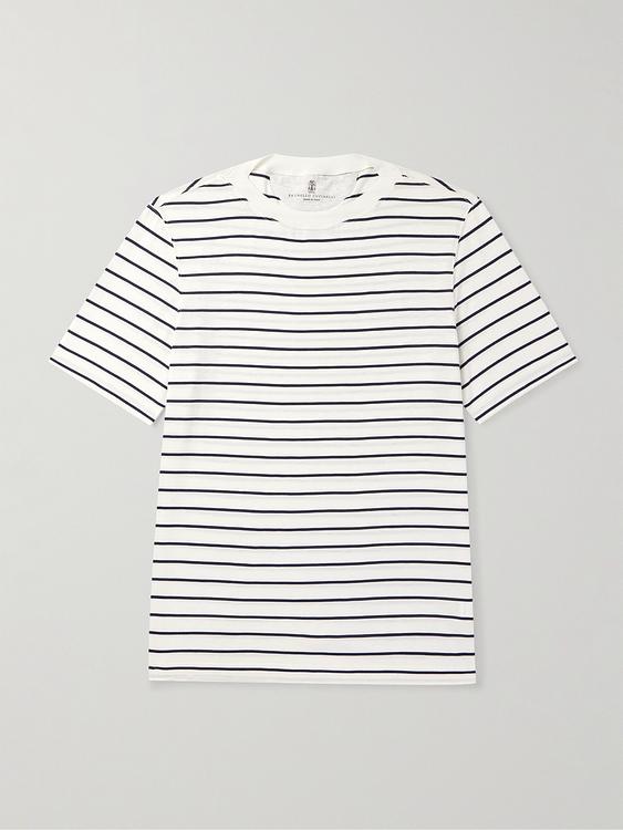 Striped white t-shirt from Brunello Cucinelli