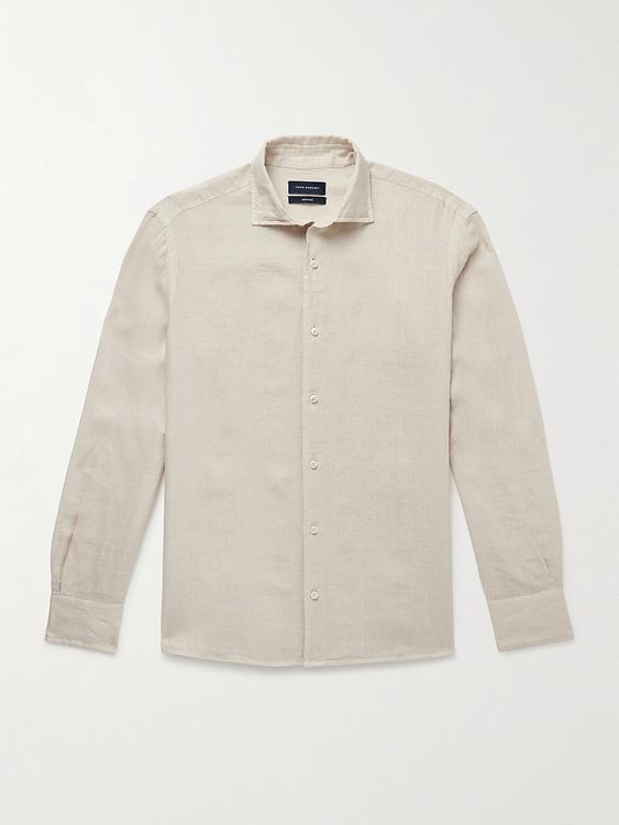 Beige linen shirt from Thom Sweeney