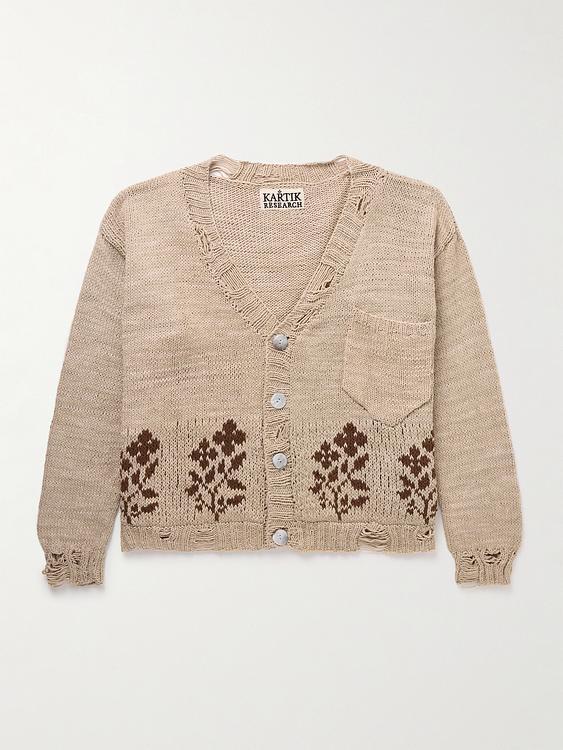 Print beige cardigan from Kartik Research