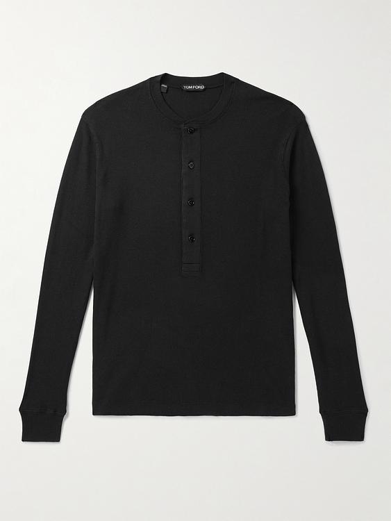 Black henley shirt from Tom Ford