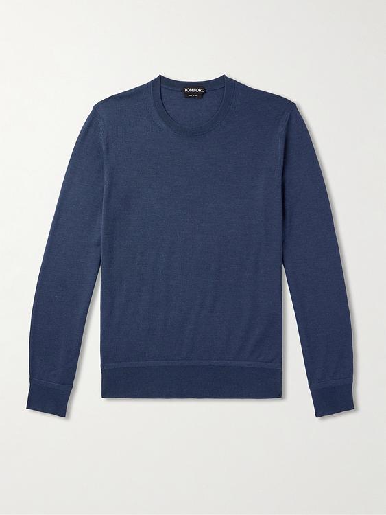 Dark blue cashmere sweater from Tom Ford