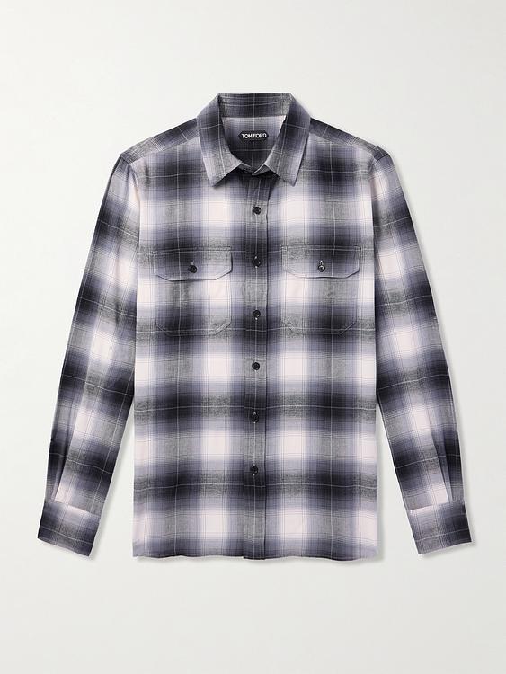 Checkered grey flannel shirt from Tom Ford