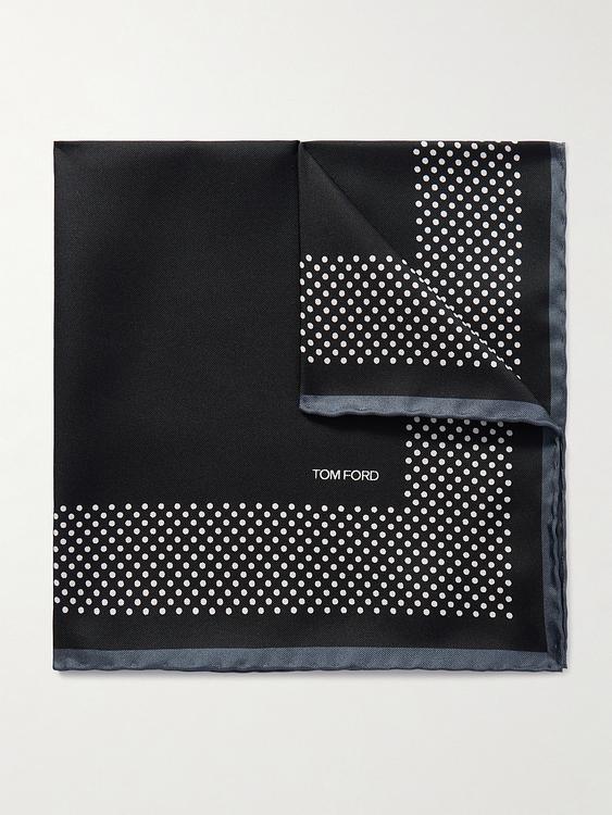 Dotted black pocket square from Tom Ford