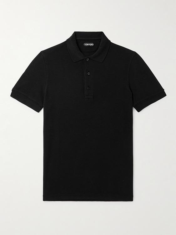 Black short sleeve polo shirt from Tom Ford