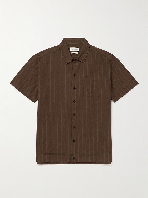 Striped dark brown short sleeve shirt from Oliver Spencer