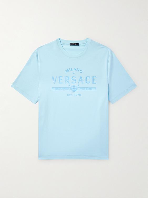 Print light blue t-shirt from Versace