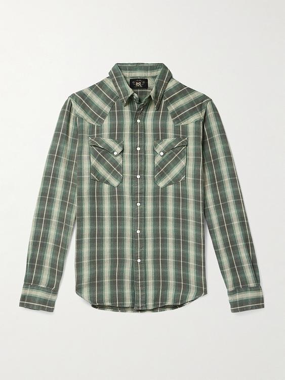 Checkered dark green flannel shirt from RRL