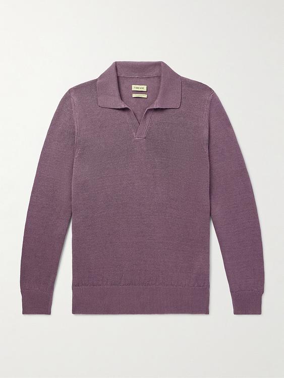 Purple long sleeve polo shirt from De Bonne Facture