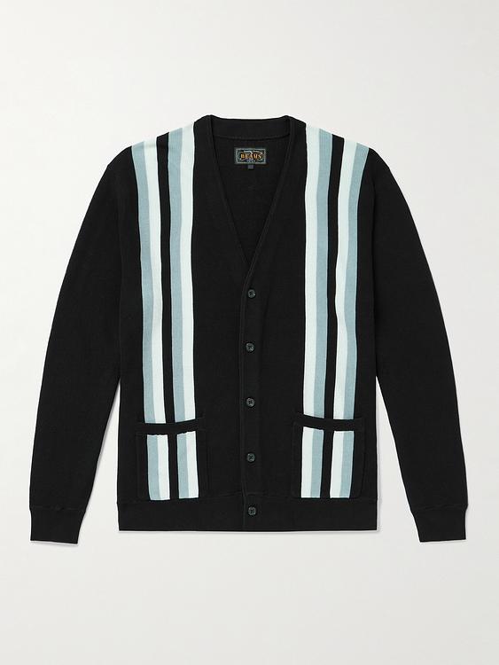 Striped black cardigan from Beams Plus
