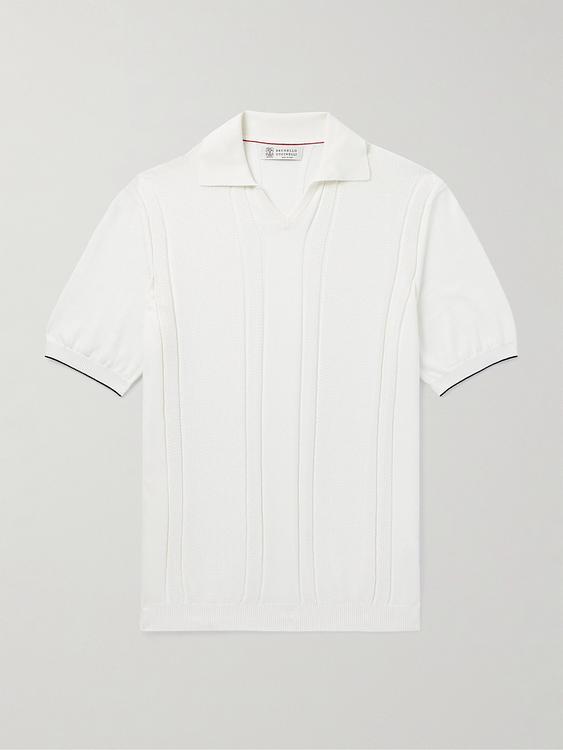 White short sleeve polo shirt from Brunello Cucinelli