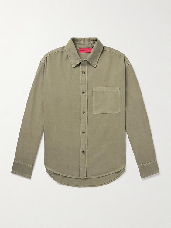 Taupe overshirt from The Elder Statesman