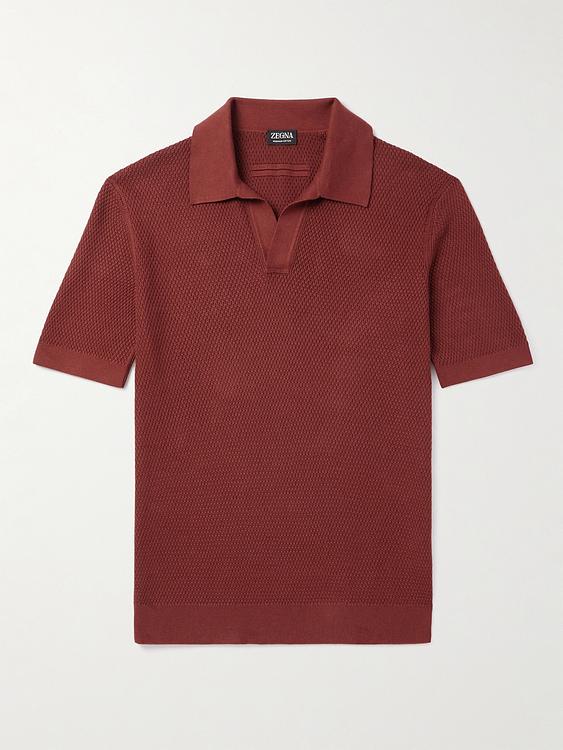 Brown short sleeve polo shirt from Zegna