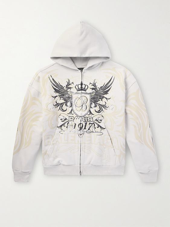 Print white hooded sweatshirt from Balenciaga